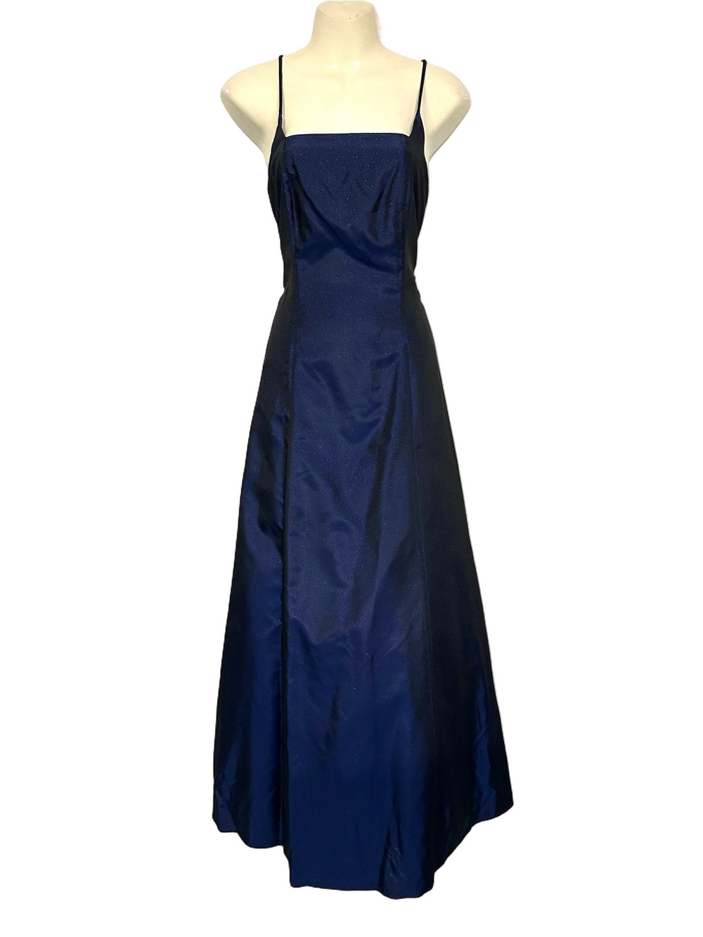 Navy Blue Sparkle Formal Gown XS Lace Up Back – Full Length Prom Dress Y2K